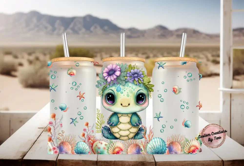 Cute Turtle Beer Can Glass Can Glass