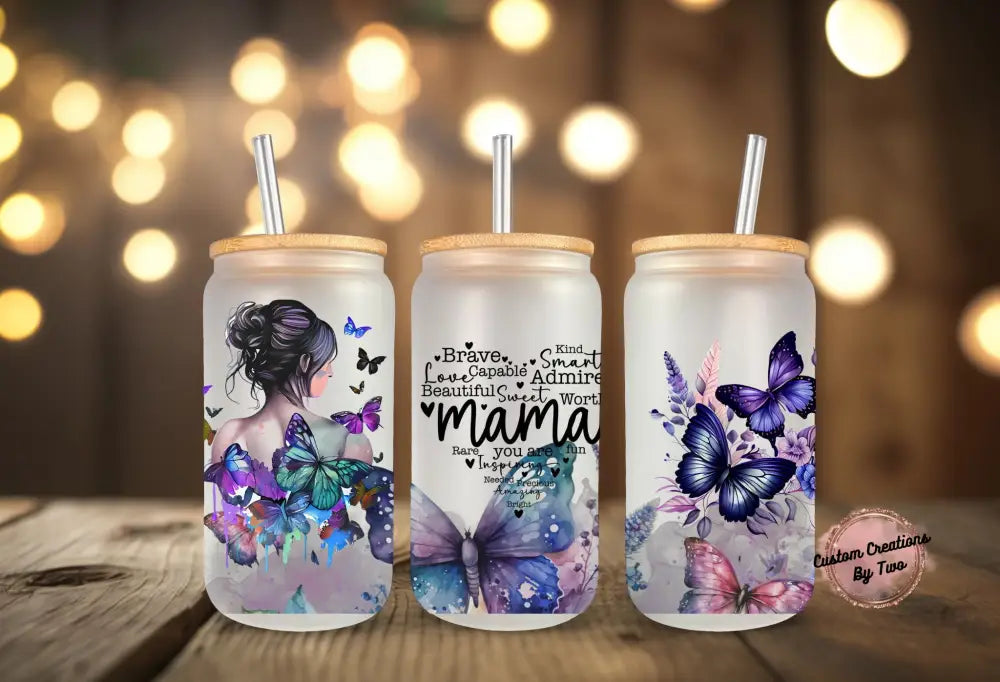 Butterfly Mama Beer Can Glass Can Glass