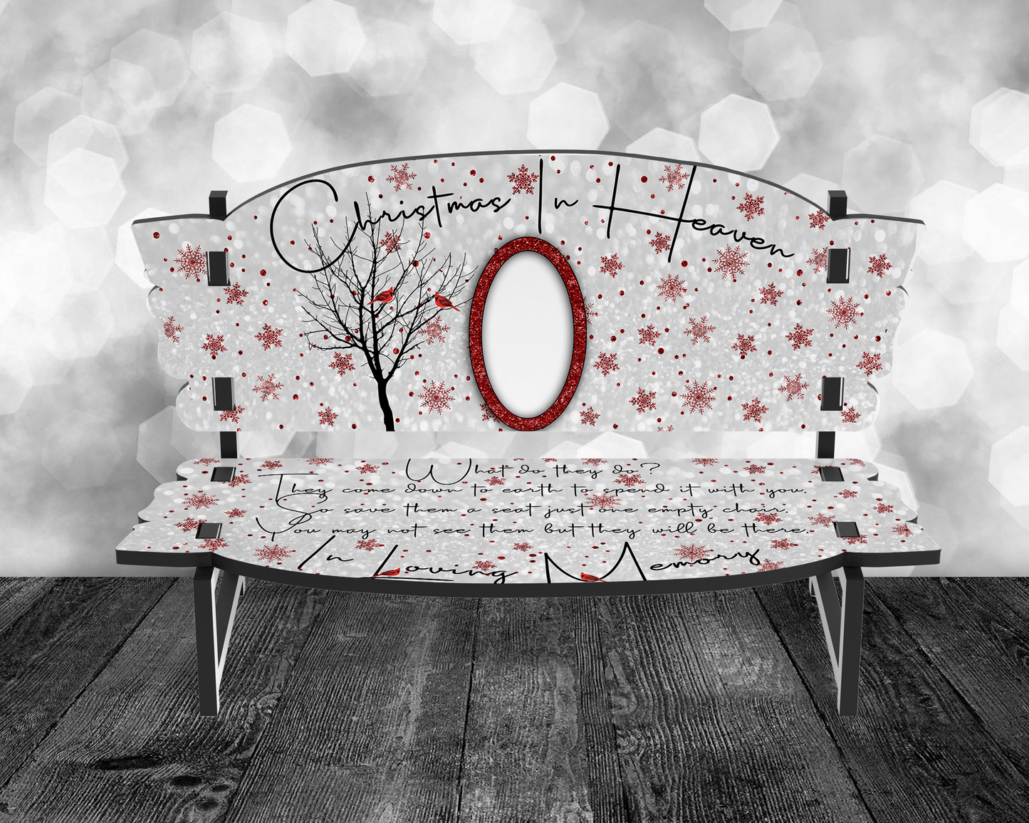 Christmas in Heaven memory bench