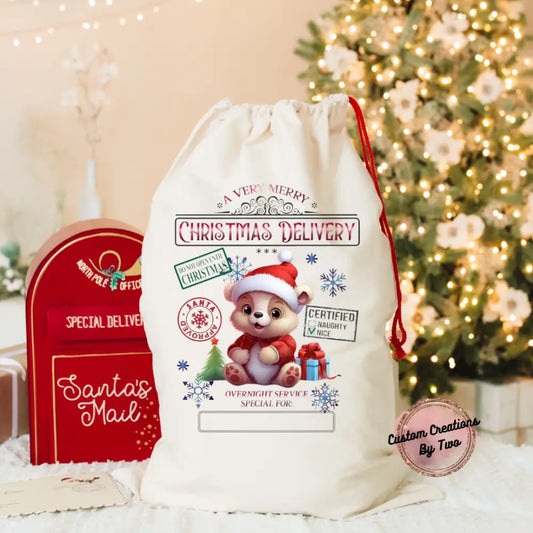 Personalized Bear Santa Sak