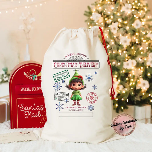 Personalized Elf Santa Sak Sak