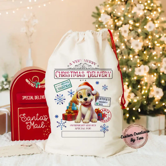 Personalized Puppy Santa Sak